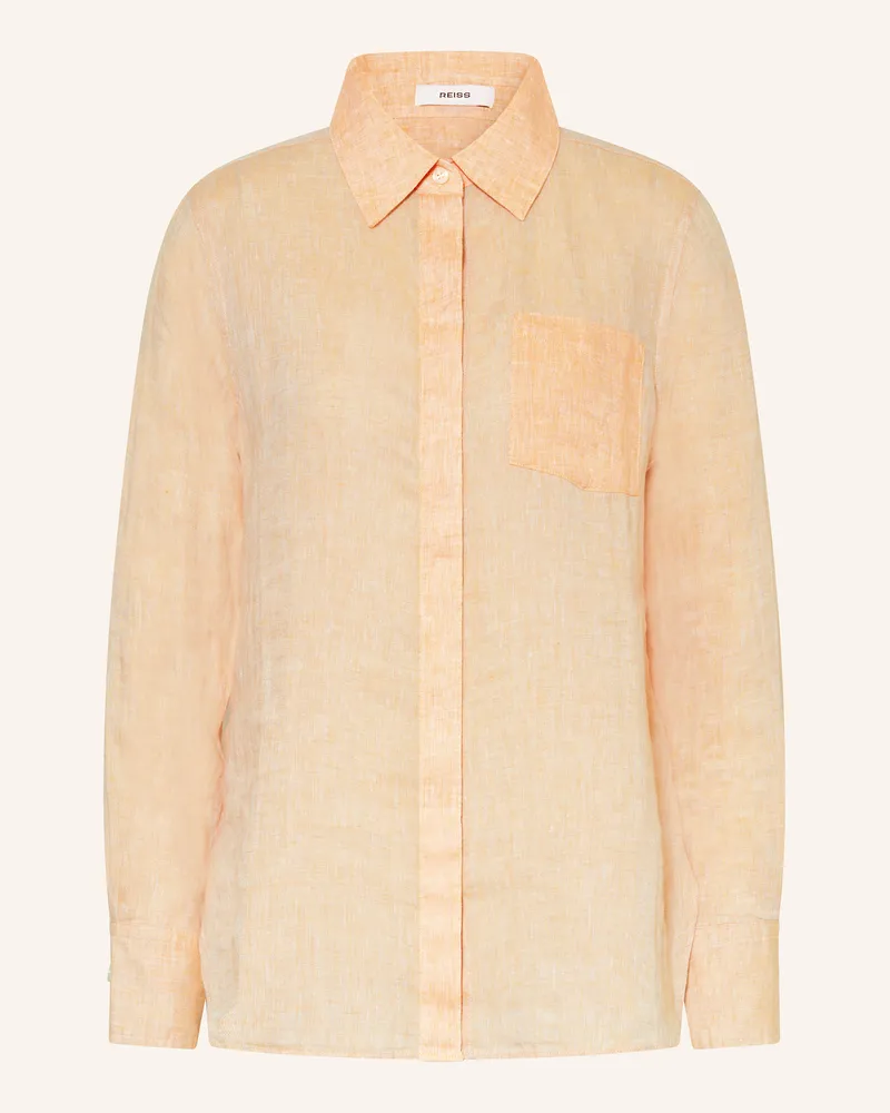Reiss Hemdbluse aus Leinen Hellorange