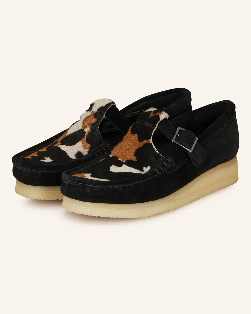Clarks Slipper WALLABEE T BAR Schwarz