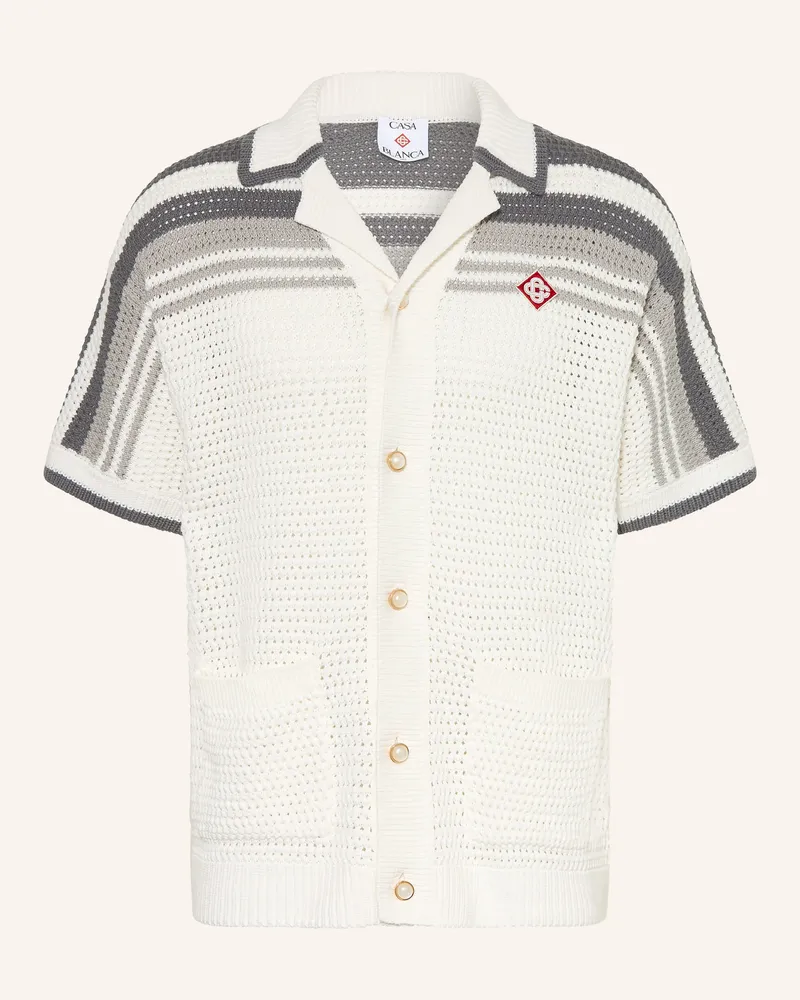 Casablanca Paris Strickhemd Comfort Fit grau Weiss