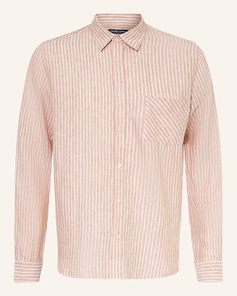 Frescobol Carioca Leinenhemd Telles Relaxed Fit beige Hellorange