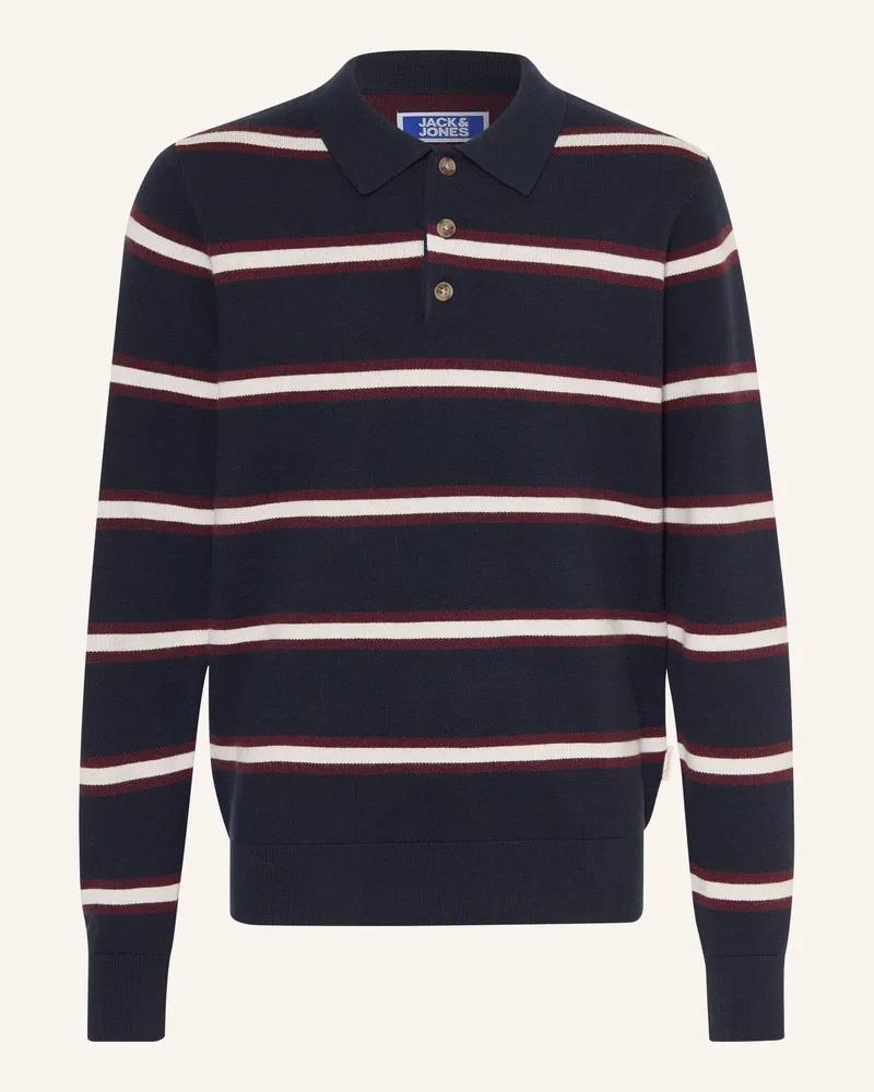 Jack & Jones Strick-Poloshirt blau Dunkelblau