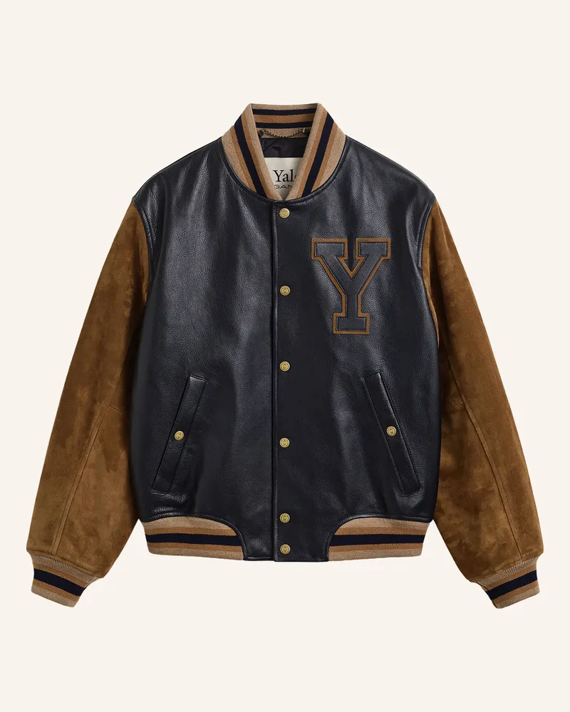 Gant Lederblouson Im Materialmix blau Dunkelblau