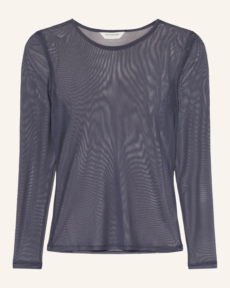 MOSS COPENHAGEN Longsleeve Mschjanie Illenora Aus Mesh blau Blaugrau