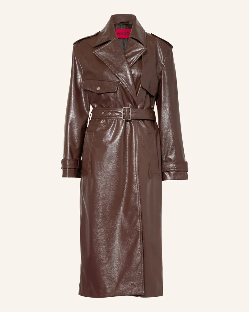 HUGO BOSS Trenchcoat in Lederoptik Braun