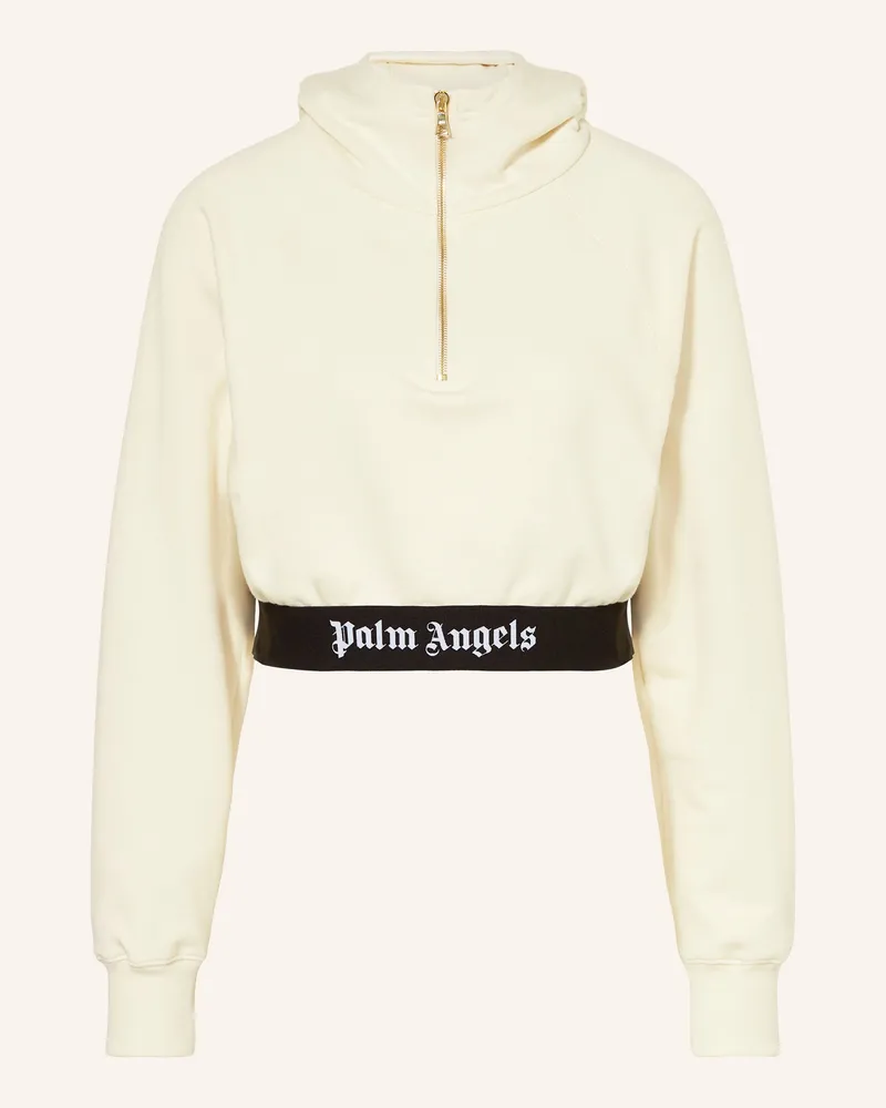 Palm Angels Cropped-Hoodie Ecru