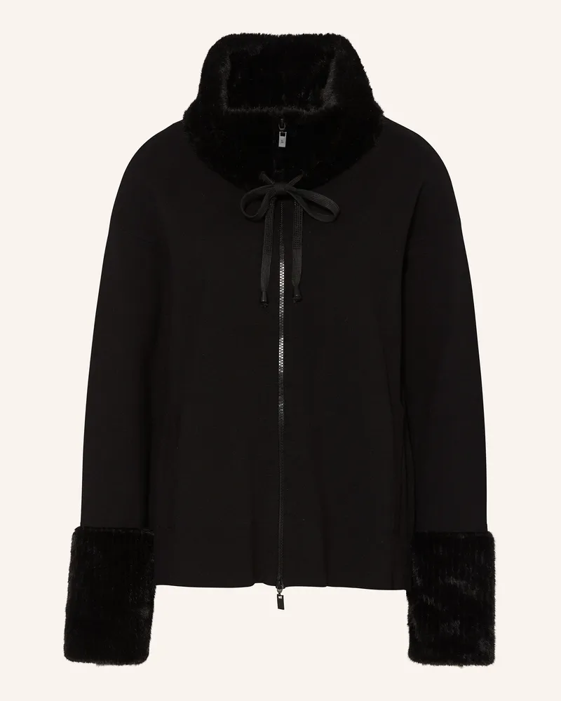 Joseph Ribkoff Strickjacke mit Kunstfell Schwarz