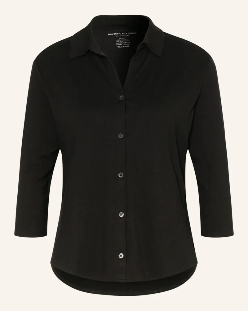 Majestic Cropped-Hemdbluse mit 3/4-Arm Schwarz