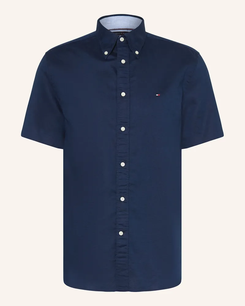 Tommy Hilfiger Kurzarm-Hemd Regular Fit mit Leinen Dunkelblau
