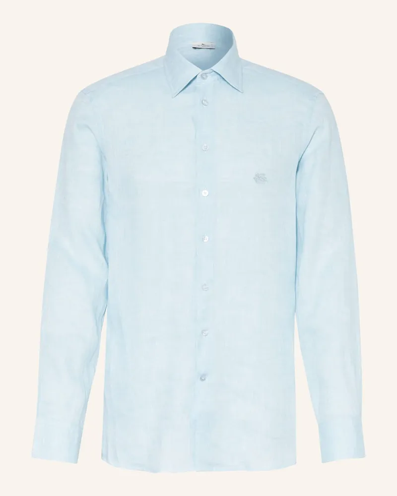 Etro Leinenhemd Regular Fit Blau