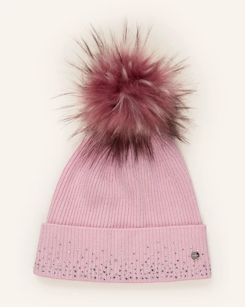 Marc Cain Mütze Mit Kunstfell Und Schmucksteinen rosa 208