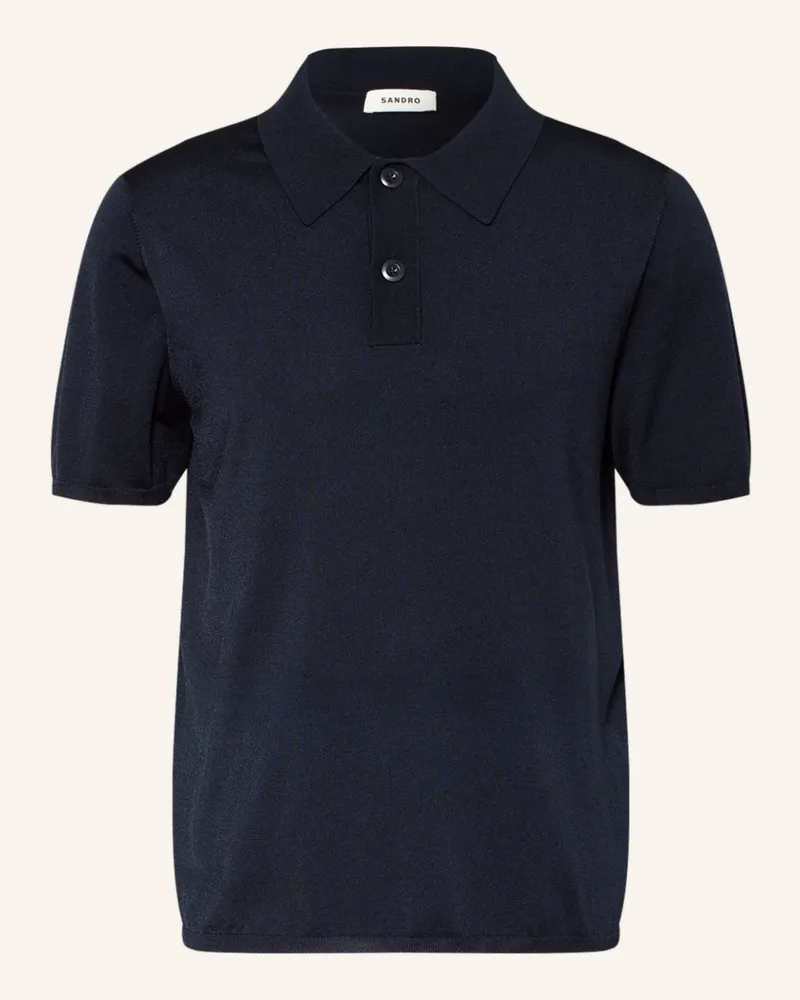 Sandro Strick-Poloshirt blau Dunkelblau