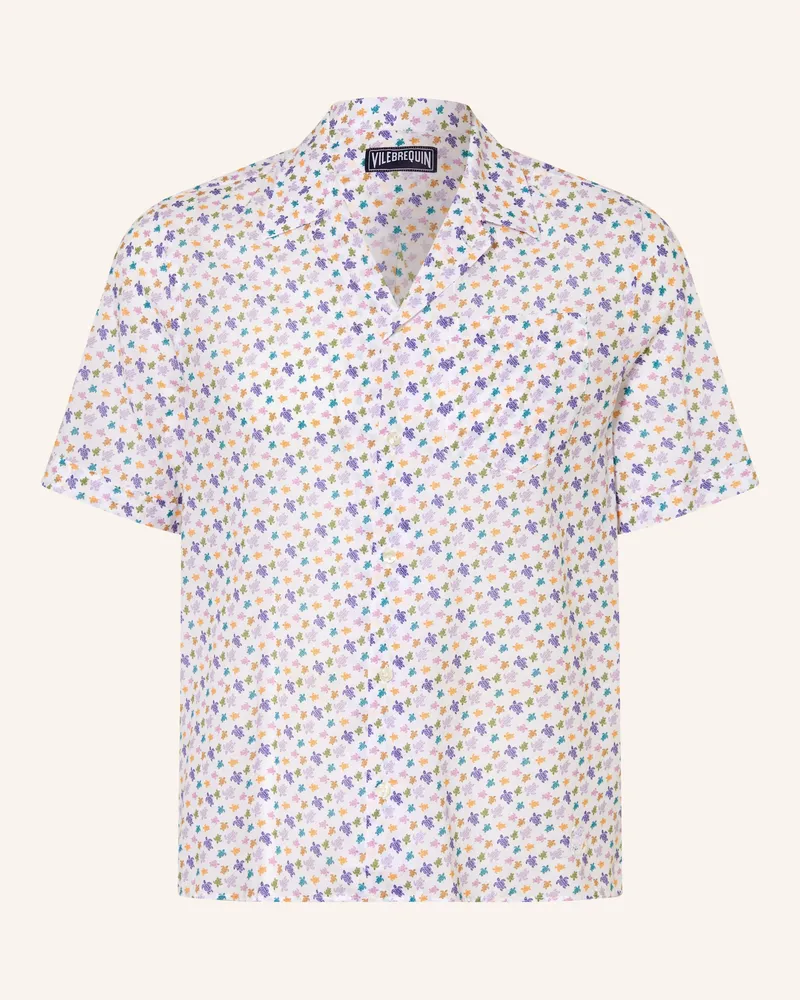 Vilebrequin Resorthemd Micro Ronde Des Tortues Slim Fit lila Weiss