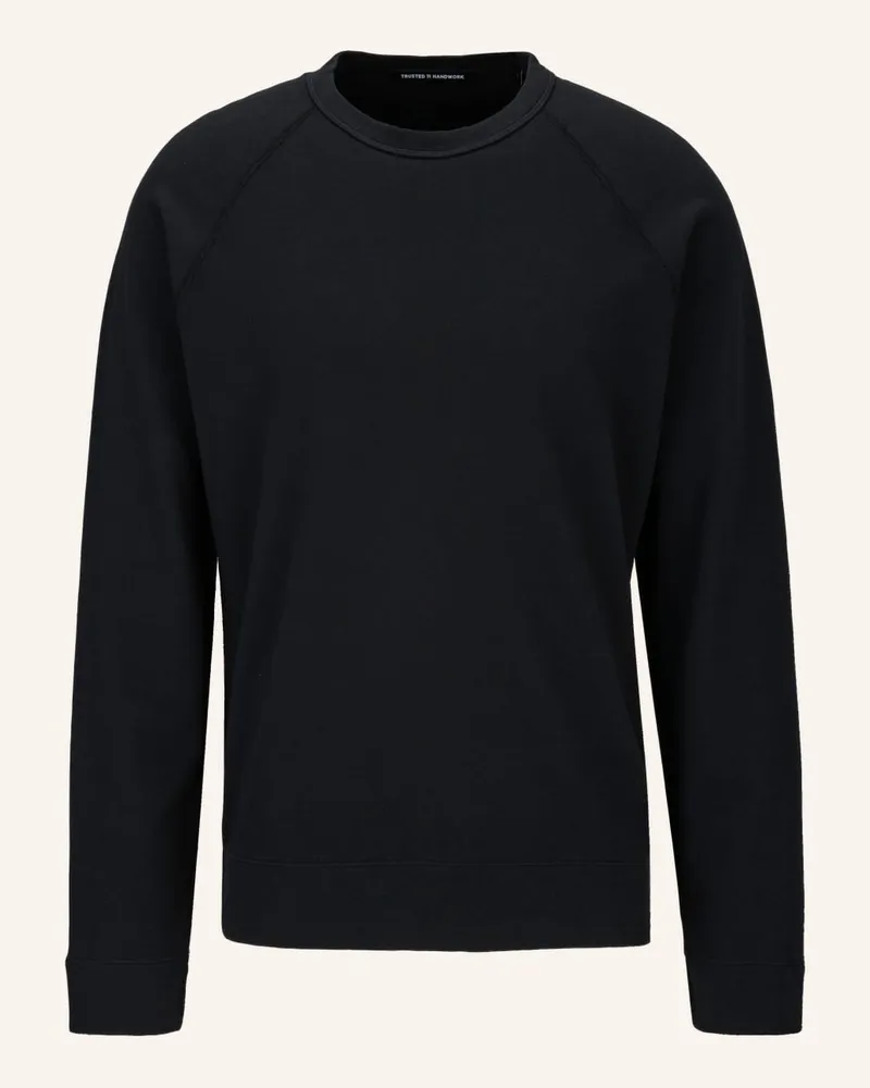 Trusted Handwork Round Neck 1/1-Sleeve Sweatshirt with Raglan Schwarz