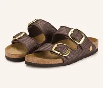 Pantoletten Arizona Big Buckle Raffia braun