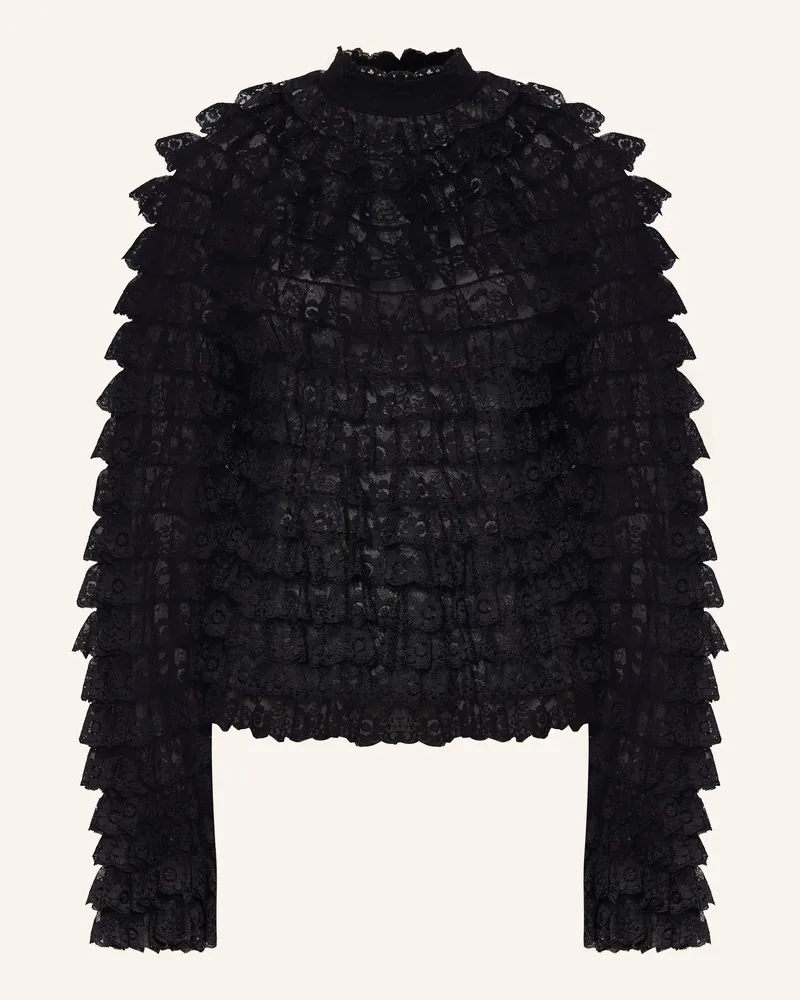 Essentiel Blusenshirt Kashvi Aus Spitze Und Rüschen schwarz Schwarz