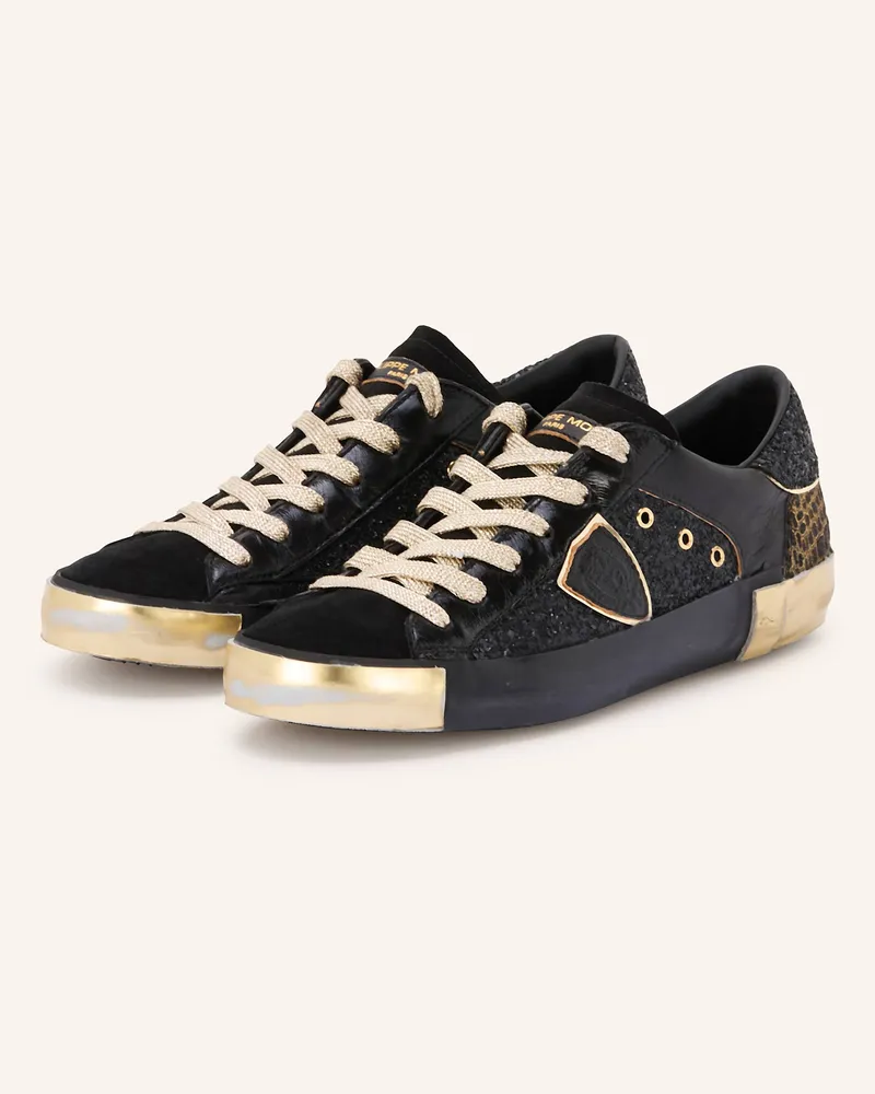 Philippe Model Sneaker mit Pailletten Schwarz