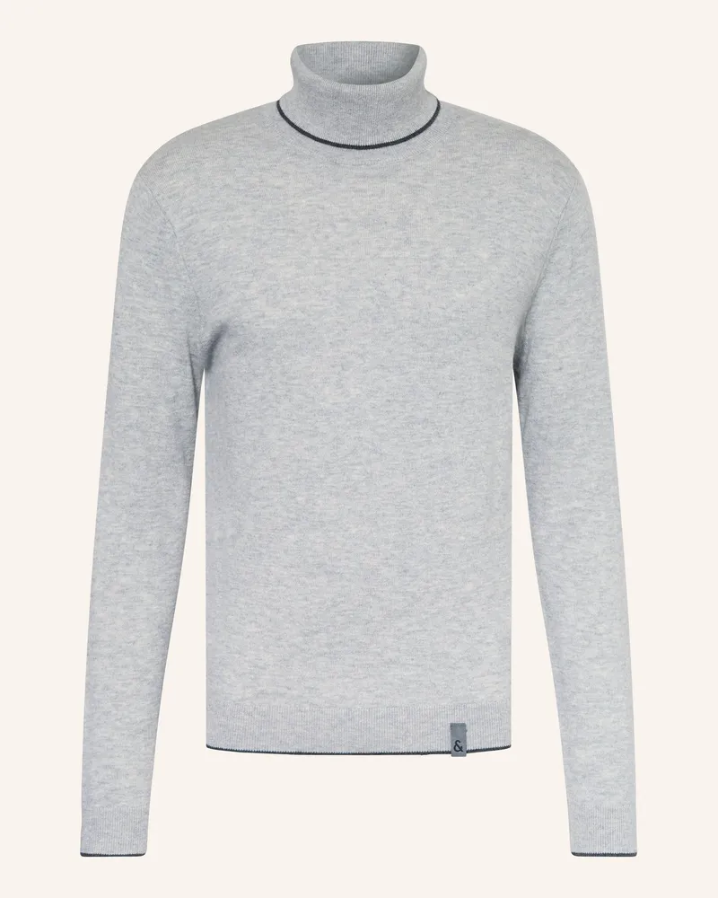 colours & sons Rollkragenpullover mit Merinowolle Hellgrau