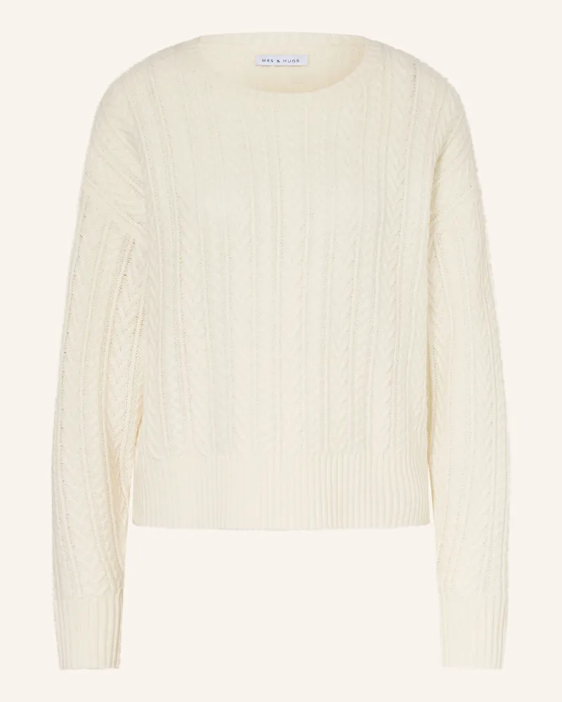 Mrs & HUGS Pullover mit Cashmere Weiss