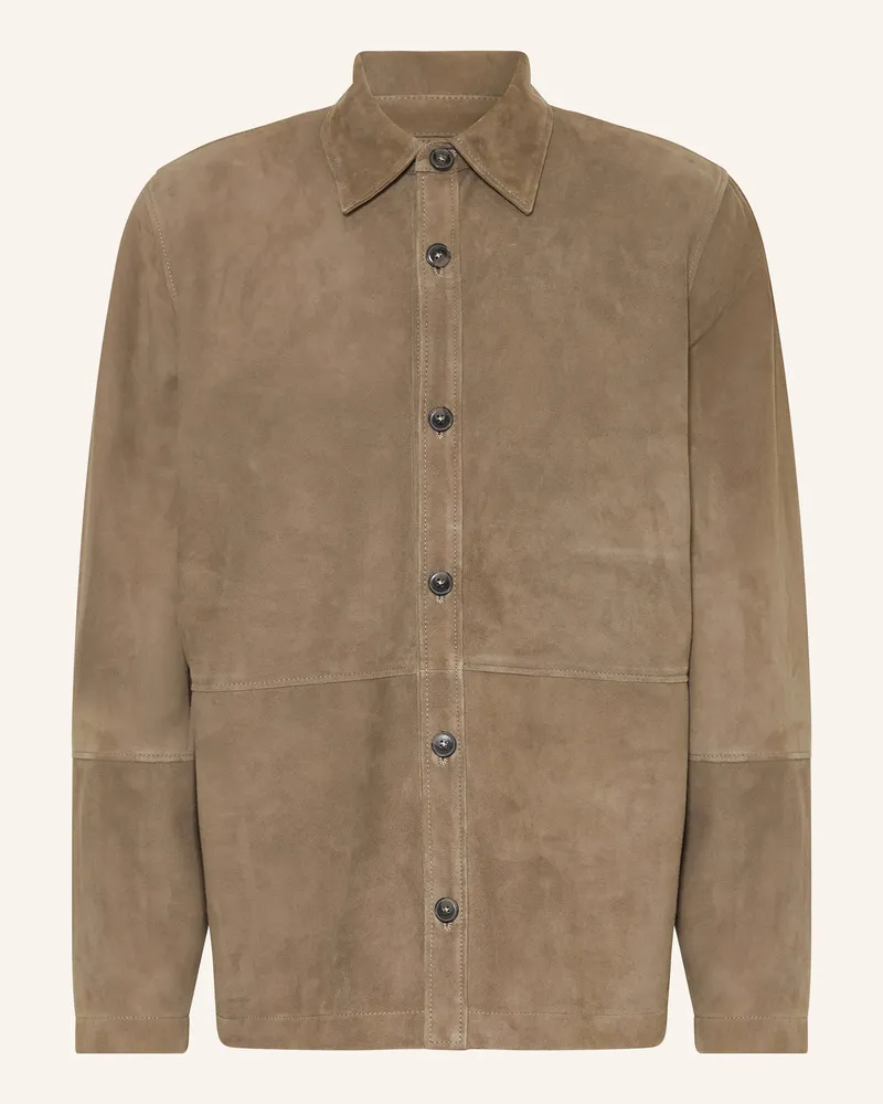 Closed Leder-Overshirt beige Braun