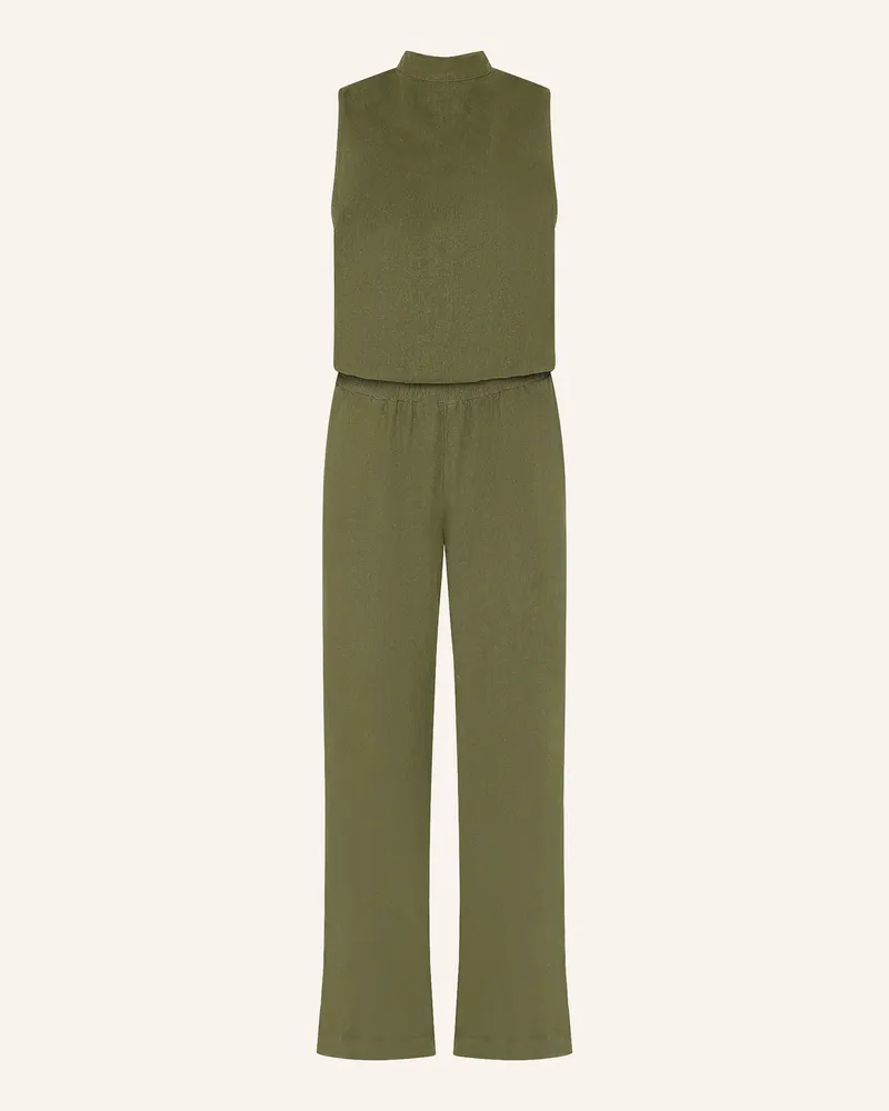 Cartoon Jumpsuit Mit Leinen gruen Oliv