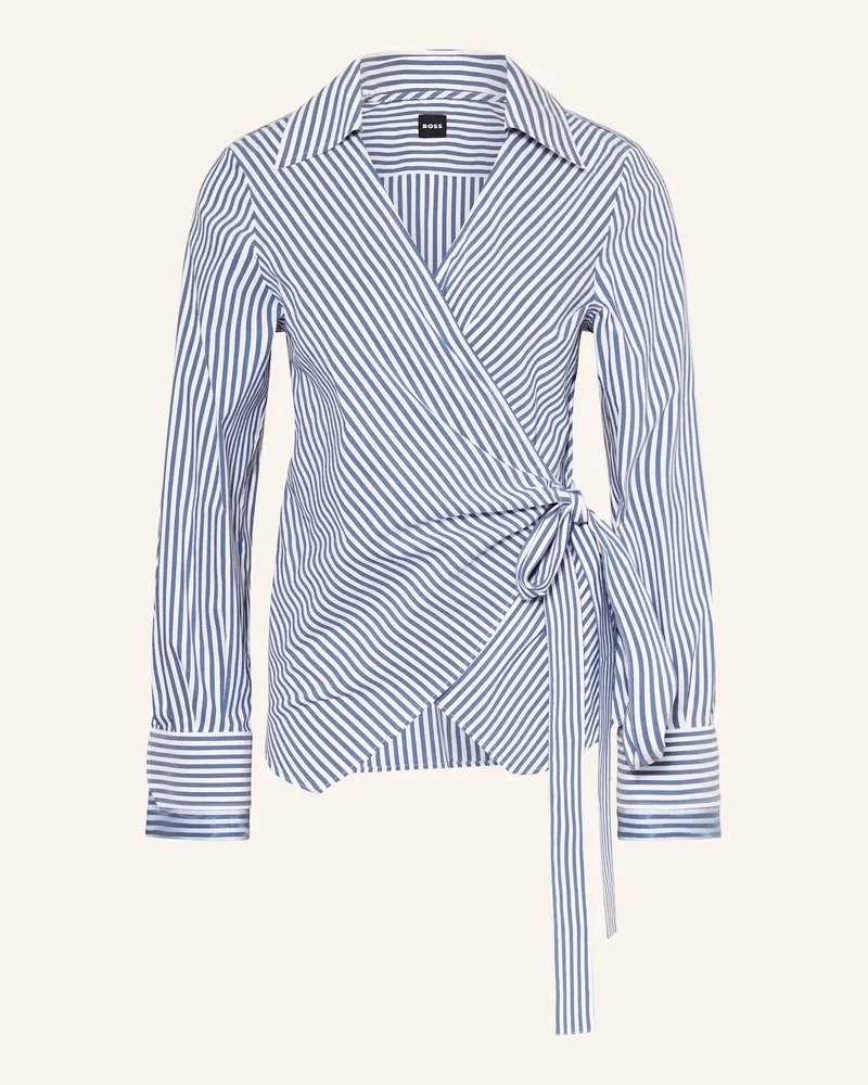 HUGO BOSS Bluse BEKANIA in Wickeloptik Hellblau