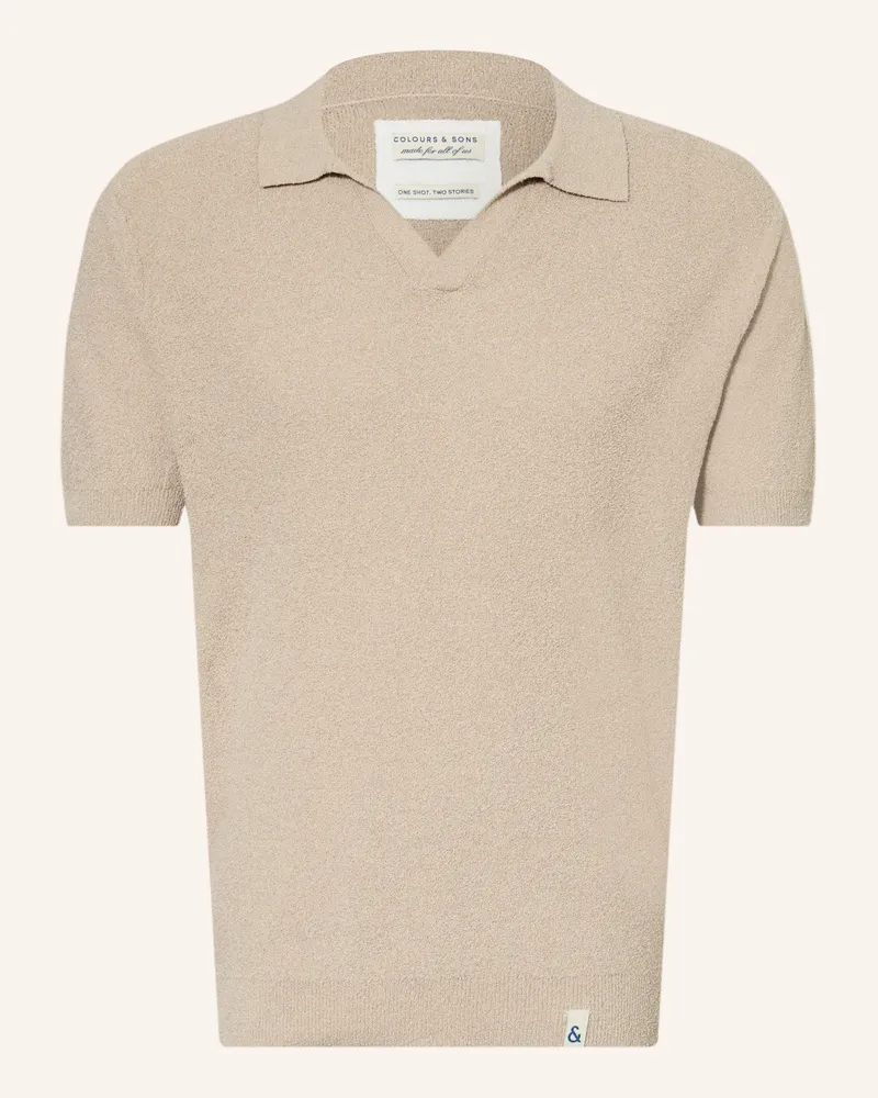 colours & sons Strick-Poloshirt beige Beige