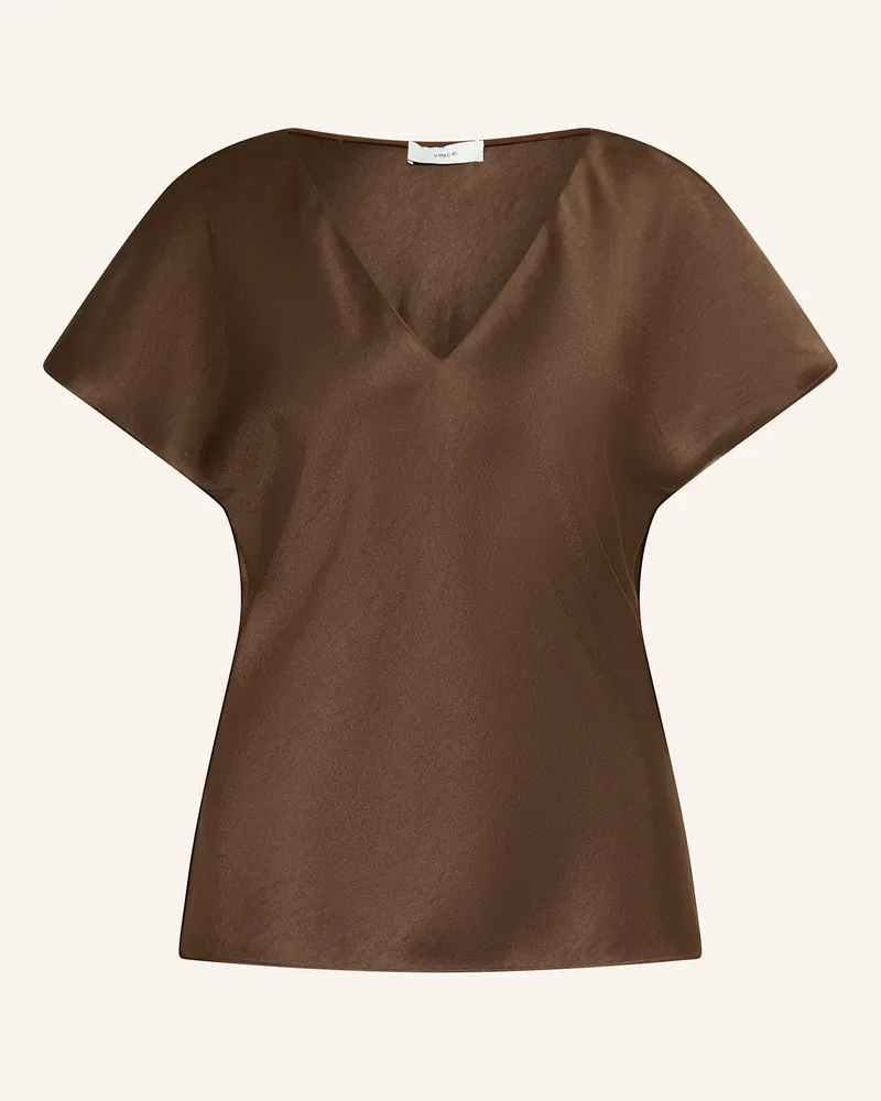 Vince Blusenshirt aus Satin Dunkelbraun