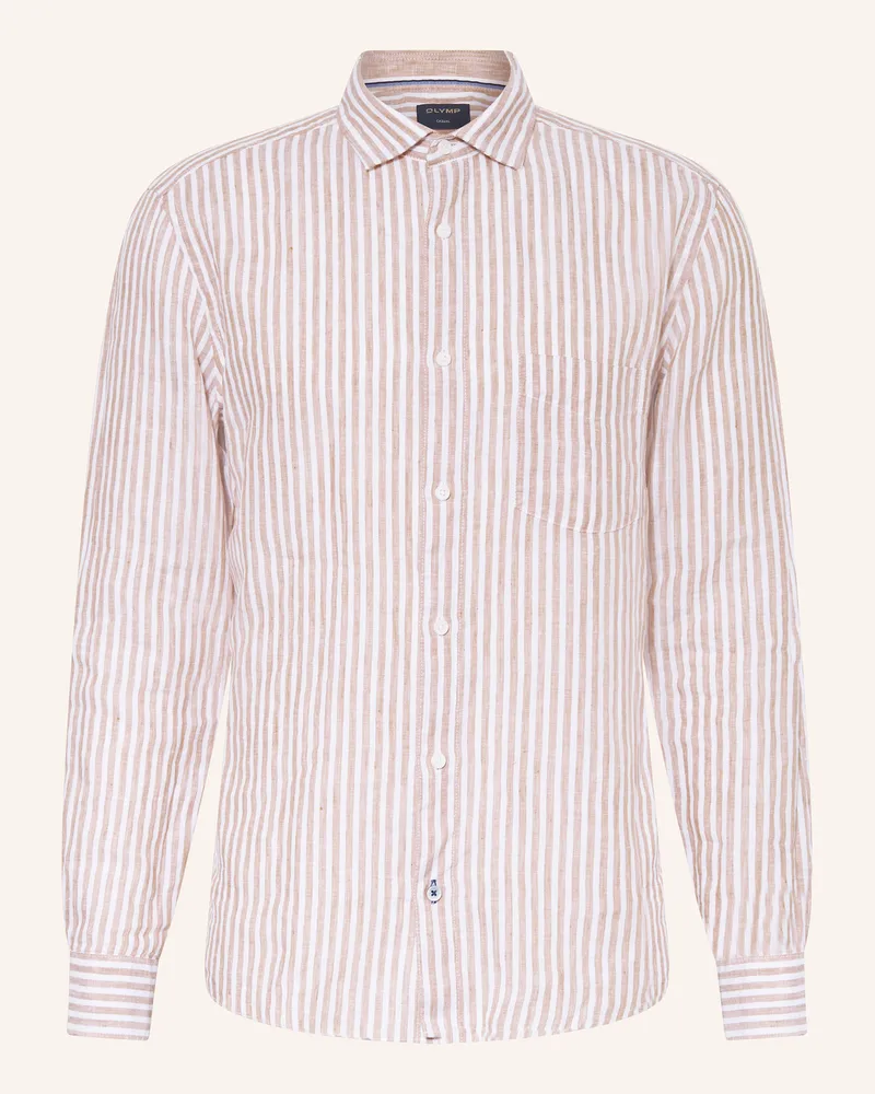Olymp Leinenhemd Casual Regular Fit beige Weiss