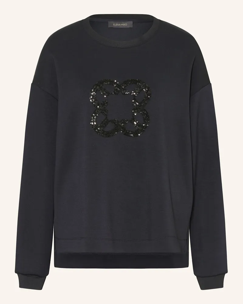Elena Mirò Sweatshirt mit Pailletten Dunkelblau