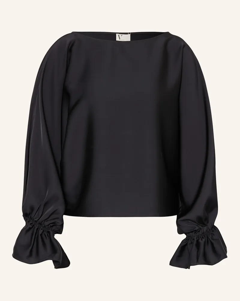 Vera Mont Blusenshirt aus Satin mit Volants Schwarz