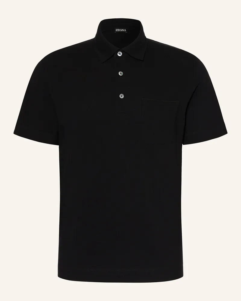 Ermenegildo Zegna Piqué-Poloshirt schwarz Schwarz