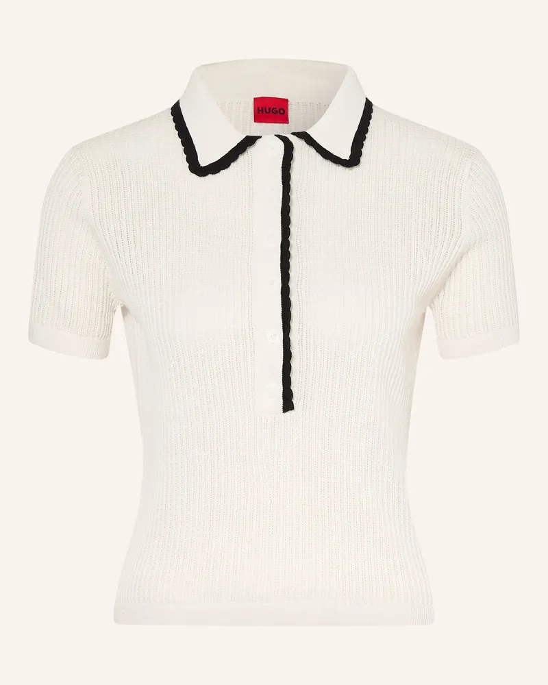 HUGO BOSS Strick-Poloshirt Slysa weiss Weiss