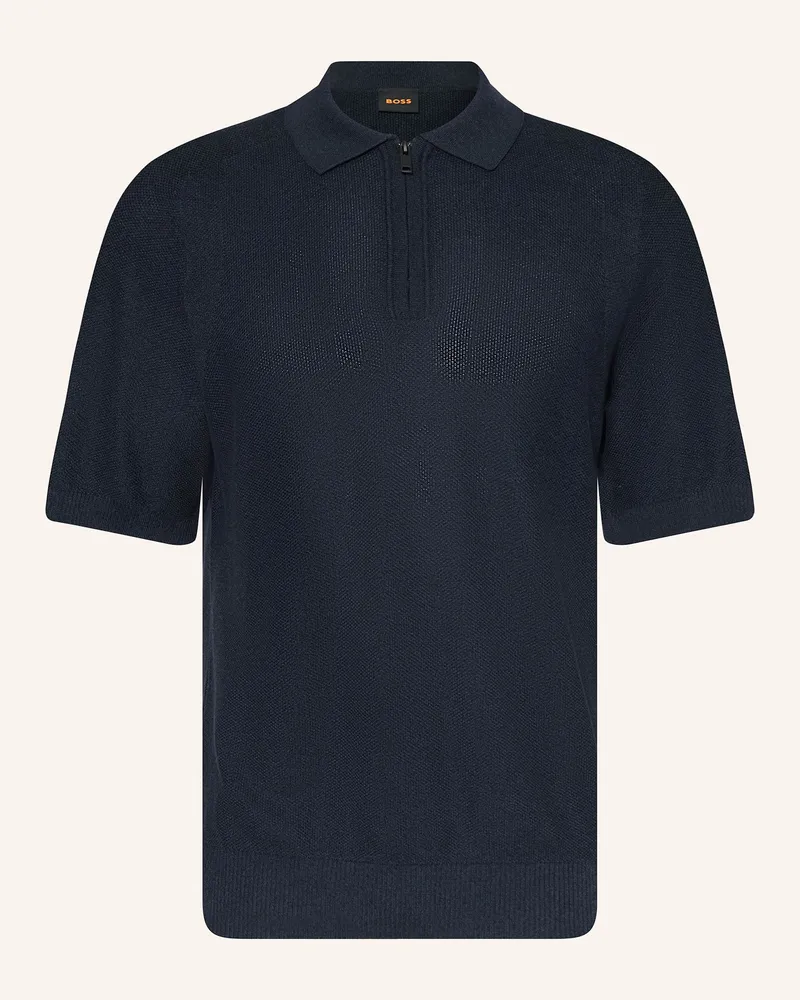 HUGO BOSS Strick-Poloshirt KANCELLO Dunkelblau