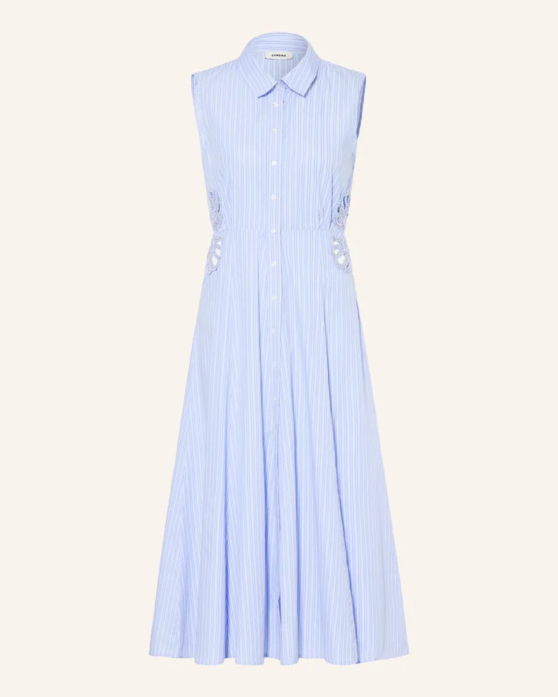 Sandro Hemdblusenkleid Mit Cut-Outs Und Schmucksteinen blau Hellblau