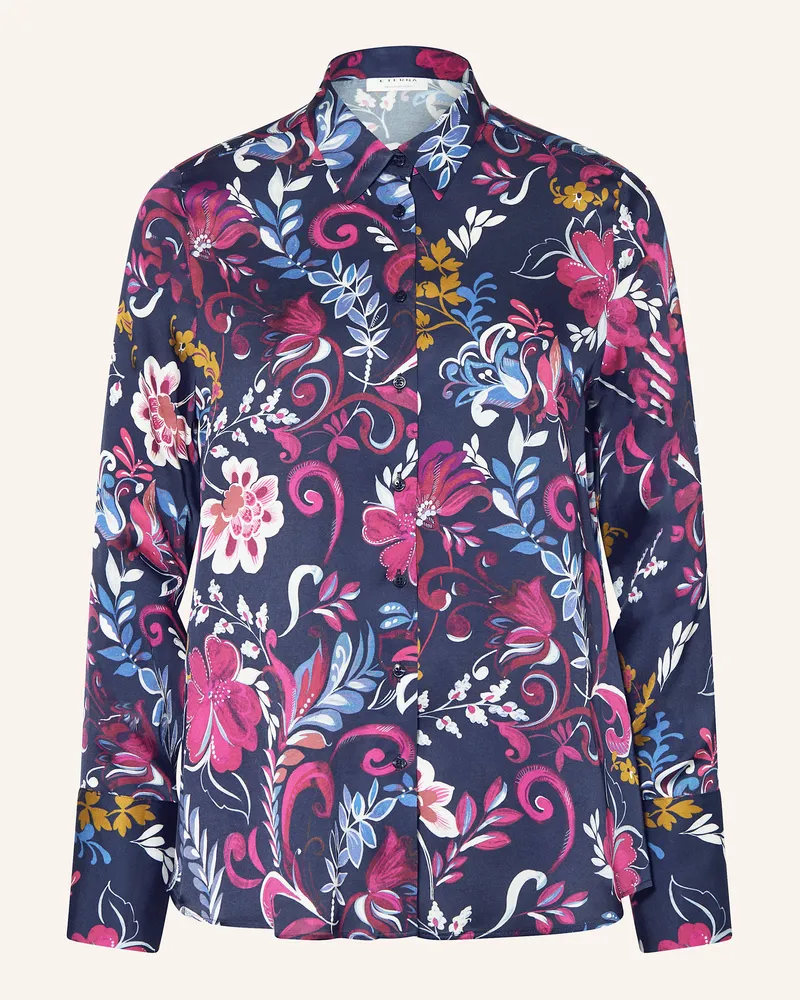 Eterna Hemdbluse aus Satin Dunkelblau