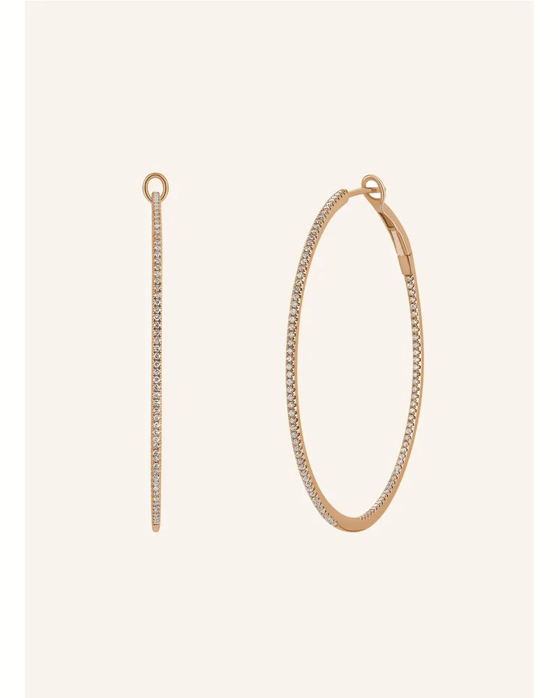 Leaf Creolen CIRCLE XL aus 18 Karat Roségold mit Diamanten Roségold