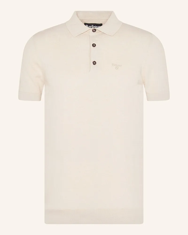 Barbour Strick-Poloshirt BOSTON mit Leinen Creme