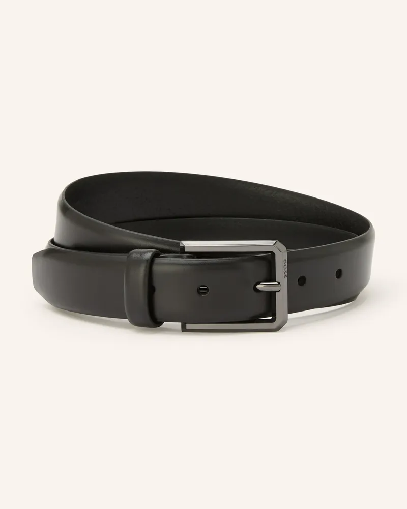 HUGO BOSS Ledergürtel Caleb schwarz Schwarz