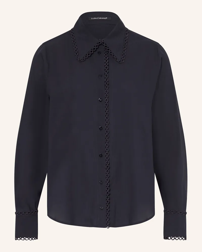 Luisa Cerano Hemdbluse mit Lochspitze Dunkelblau