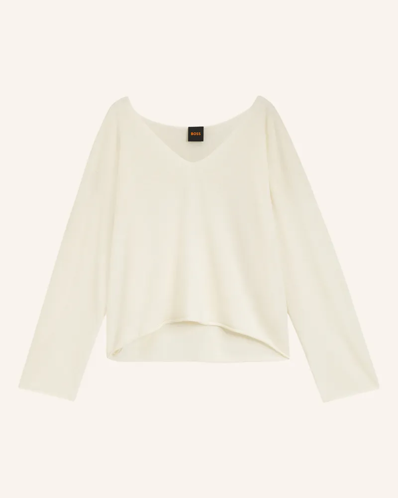 HUGO BOSS Pullover C_Faprani Relaxed Fit beige Weiss