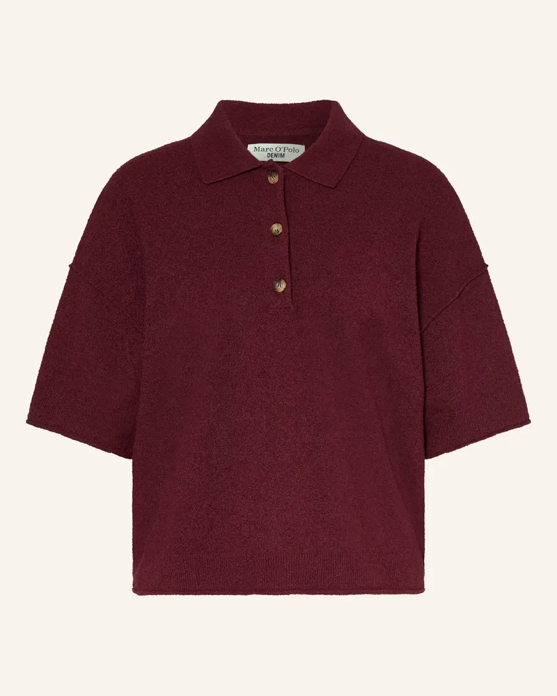 Marc O'Polo Strick-Poloshirt mit 3/4-Arm Dunkelrot