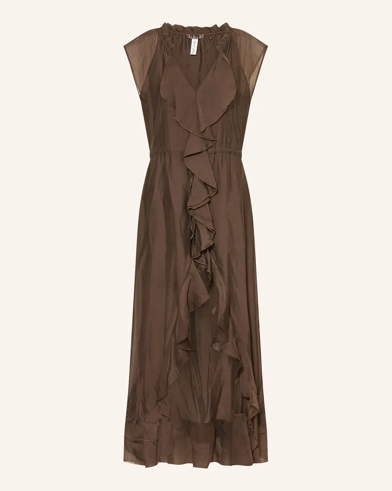 Guess Kleid MAELYS mit Volants Dunkelbraun