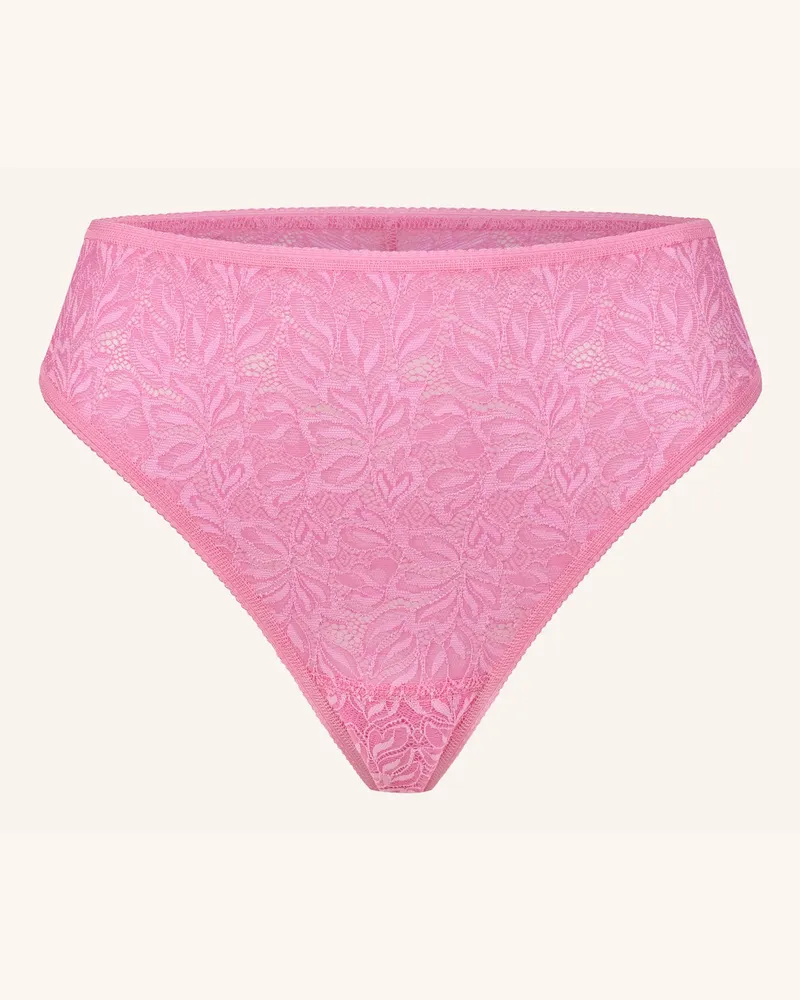 Ehrlich Textil Iconic Lace High Waist Brazil String Aus Nachhaltiger Spitze - Atmungsaktiv pink Rosa
