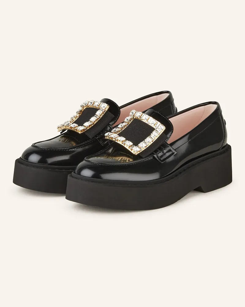 Roger Vivier Plateau-Loafer VIV‘ RANGERS mit Schmucksteinen Schwarz
