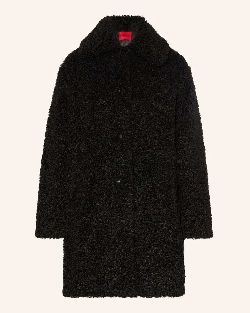 HUGO BOSS Teddyfell-Mantel MIMINA-1 Schwarz