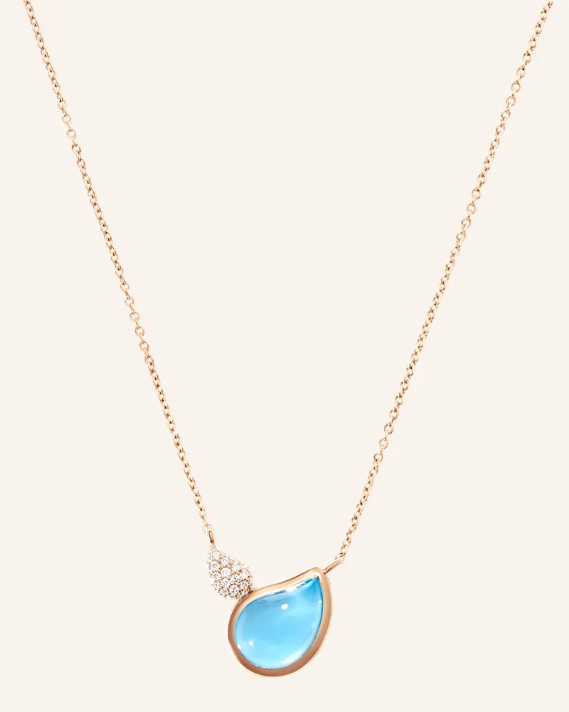 TAMARA COMOLLI Halskette NECKLACE SIGNATURE 2 DROPS SWISS TOPAZ / DIAMOND PAVÉ 18K Roségold Roségold