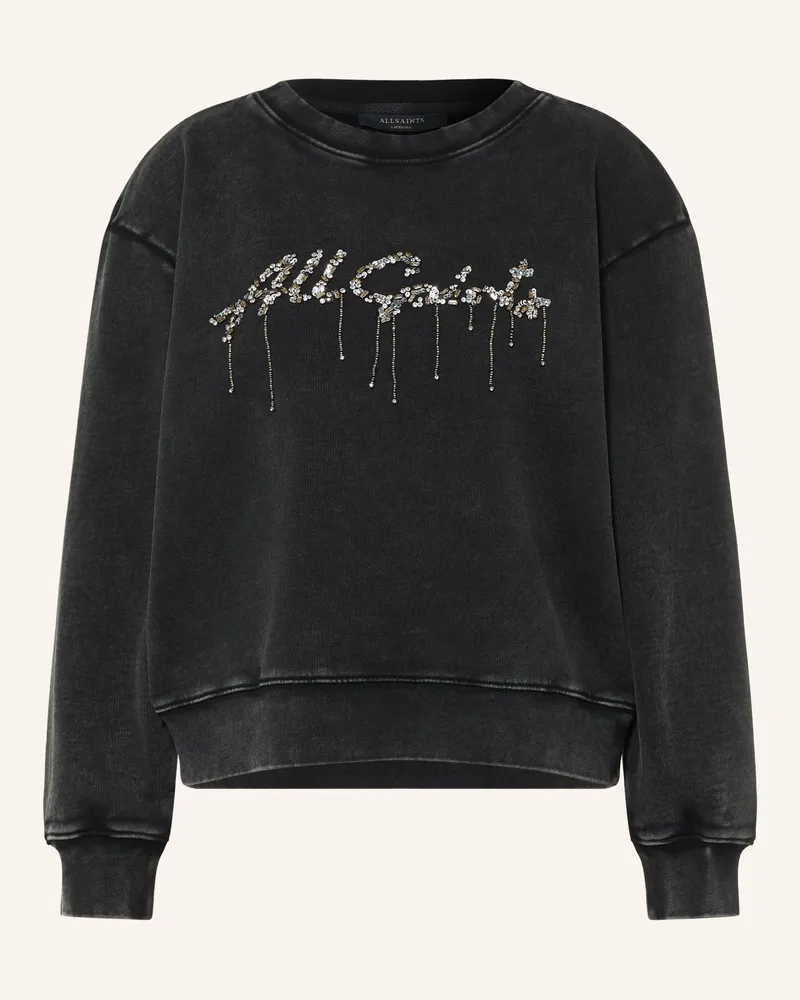 AllSaints Sweatshirt Pippa Mit Schmucksteinen Und Pailletten schwarz Schwarz