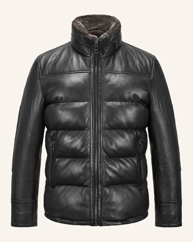 Milestone Lederjacke schwarz Schwarz