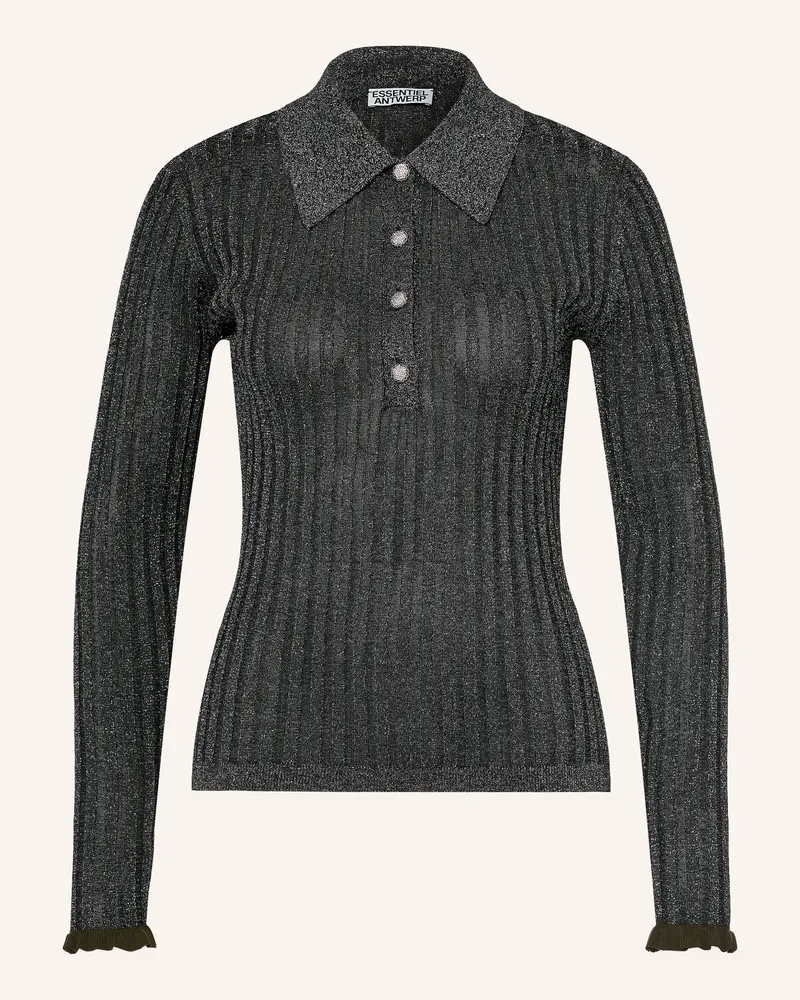 Essentiel Strick-Poloshirt Karan Mit Gitzergarn grau Schwarz