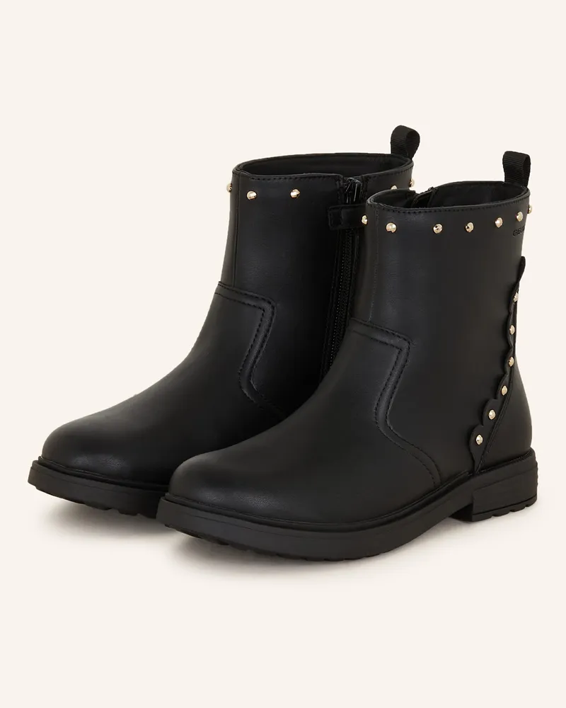 Geox Biker Boots ECLAIR GIRL mit Nieten Schwarz